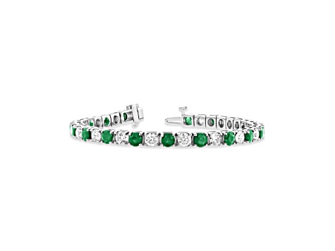 6.25ctw Emerald and Diamond Bracelet in 14k White Gold