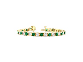 6.25ctw Emerald and Diamond Bracelet in 14k Yellow Gold