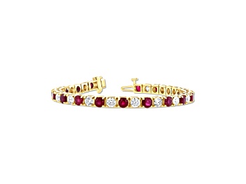 Picture of 6.25ctw Ruby and Diamond Bracelet in 14k Yellow Gold