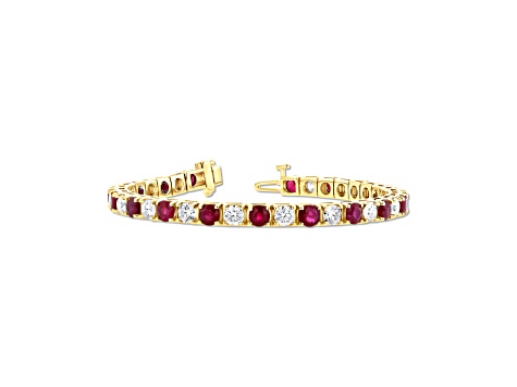 6.25ctw Ruby and Diamond Bracelet in 14k Yellow Gold