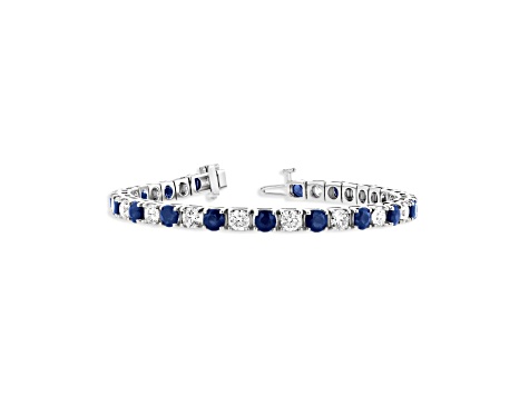 6.25ctw Sapphire and Diamond Bracelet in 14k White Gold