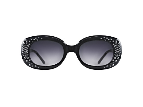 Black Crystal Oval Frame Sunglasses