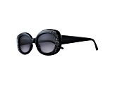 Black Crystal Oval Frame Sunglasses