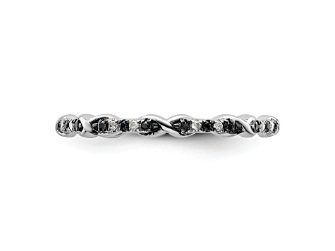 Sterling Silver Stackable Expressions Black and White Diamond Ring 0.14ctw