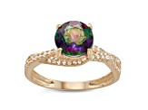 Mystic Fire® Green Topaz 10K Yellow Gold Twist Ring 2.38ctw