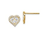 14k Yellow Gold Cubic Zirconia Heart Post Earrings