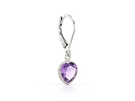 Purple Heart Shape Amethyst Sterling Silver Earrings 3ct