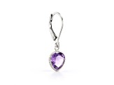 Purple Heart Shape Amethyst Sterling Silver Earrings 3ct