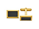 Stainless Steel Polished Yellow IP-plated with Black Epoxy Inlay Cuff Links