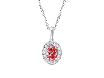 Picture of Pink and White Lab-Grown Diamond Certified G SI2 10K White Gold Pendant With Chain 0.60ctw