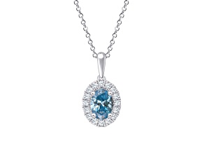 Blue and White Lab-Grown Diamond Certified G SI2 10K White Gold Pendant With Chain 0.60ctw
