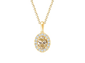 Yellow and White Lab-Grown Diamond Certified G SI2 10K Yellow Gold Pendant With Chain 0.60ctw