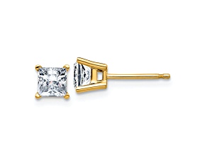 14K Yellow Gold 1ct. 4.5mm Princess G H I True Light Moissanite Earrings