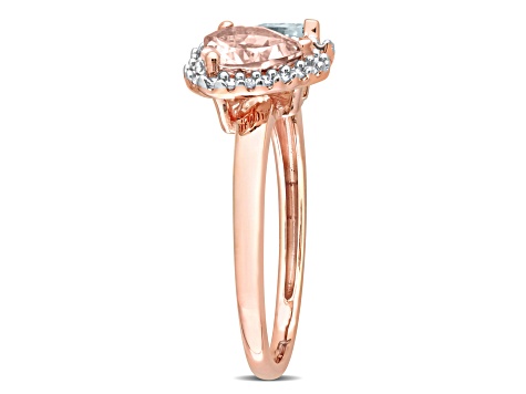 1.95ctw Morganite, Aquamarine And Diamond 10k Rose Gold Ring