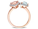 1.95ctw Morganite, Aquamarine And Diamond 10k Rose Gold Ring