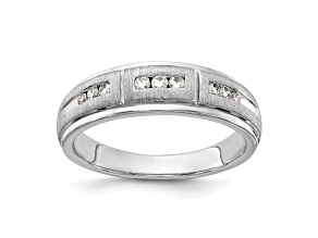 Rhodium Over 10K White Gold Lab Grown Diamond Men's Ring