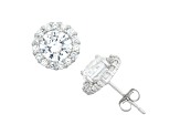 Lab Created White Sapphire 10K White Gold Earrings 2.45ctw
