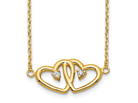 Sterling Silver Two Hearts CZ Necklace Sterling Silver Two Hearts CZ Necklace