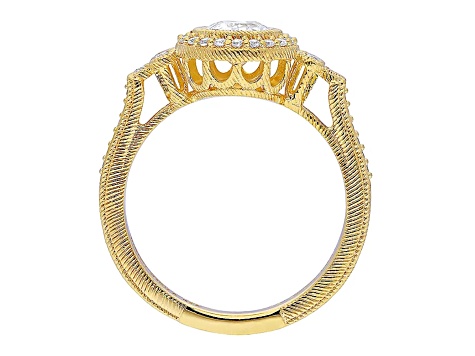 Judith Ripka 3.26ctw Round Bella Luce Diamond Simulant 14k Gold Clad Halo Ring and Band Set