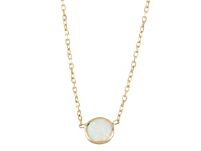 Lab Created Opal 10K Yellow Gold Station Necklace 0.55ctw