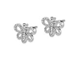 Rhodium Over 14k White Gold Diamond Bee Stud Earrings