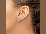 Rhodium Over 14k White Gold Diamond Bee Stud Earrings