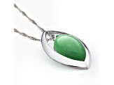 Green 13x9MM Jadeite Sterling Silver Pendant with Singapore Chain