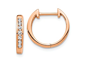 10k Rose Gold 1/2", Polished 0.21ctw Diamond Hinged Hoop Earrings
