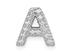 Rhodium Over 14K White Gold Diamond Letter A Initial Charm
