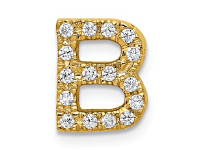 14K Yellow Gold Diamond Letter B Initial Charm
