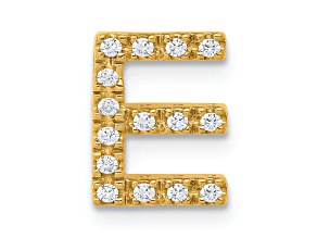 14K Yellow Gold Diamond Letter E Initial Charm