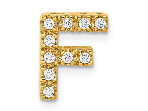 14K Yellow Gold Diamond Letter F Initial Charm