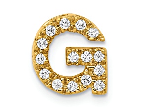 14K Yellow Gold Diamond Letter G Initial Charm