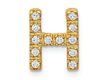 Picture of 14K Yellow Gold Diamond Letter H Initial Charm