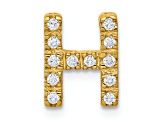 14K Yellow Gold Diamond Letter H Initial Charm