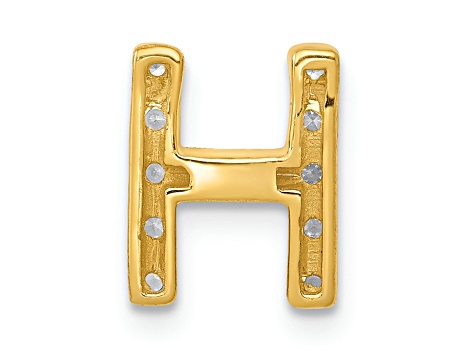 14K Yellow Gold Diamond Letter H Initial Charm