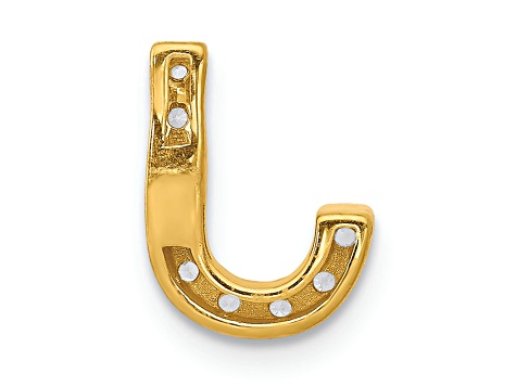 14K Yellow Gold Diamond Letter J Initial Charm