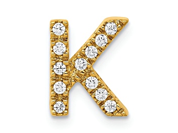 Picture of 14K Yellow Gold Diamond Letter K Initial Charm