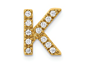 14K Yellow Gold Diamond Letter K Initial Charm