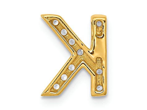 14K Yellow Gold Diamond Letter K Initial Charm