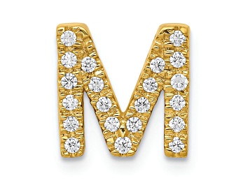 Picture of 14K Yellow Gold Diamond Letter M Initial Charm
