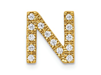 Picture of 14K Yellow Gold Diamond Letter N Initial Charm