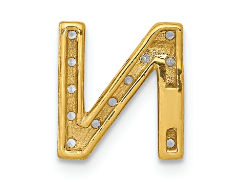 14K Yellow Gold Diamond Letter N Initial Charm