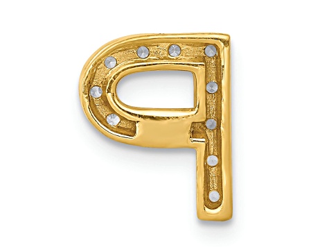 14K Yellow Gold Diamond Letter P Initial Charm