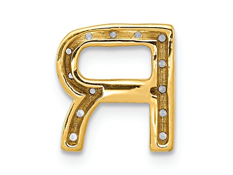 14K Yellow Gold Diamond Letter R Initial Charm