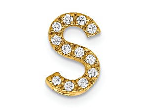 14K Yellow Gold Diamond Letter S Initial Charm