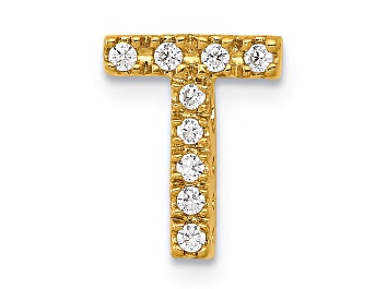 Picture of 14K Yellow Gold Diamond Letter T Initial Charm