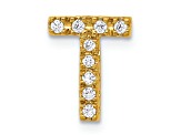 14K Yellow Gold Diamond Letter T Initial Charm