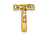 14K Yellow Gold Diamond Letter T Initial Charm