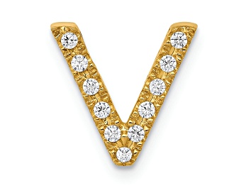 Picture of 14K Yellow Gold Diamond Letter V Initial Charm